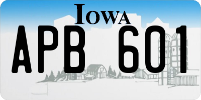 IA license plate APB601