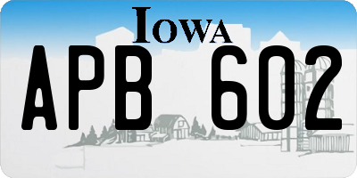 IA license plate APB602