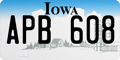 IA license plate APB608