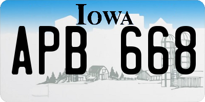 IA license plate APB668
