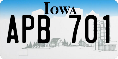 IA license plate APB701