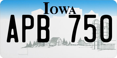 IA license plate APB750