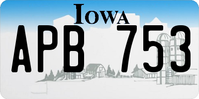 IA license plate APB753