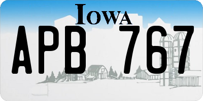 IA license plate APB767