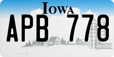 IA license plate APB778