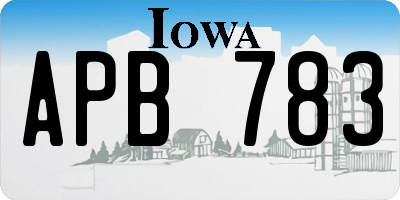 IA license plate APB783