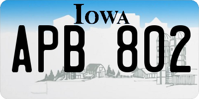 IA license plate APB802