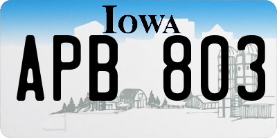 IA license plate APB803