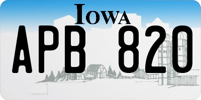 IA license plate APB820