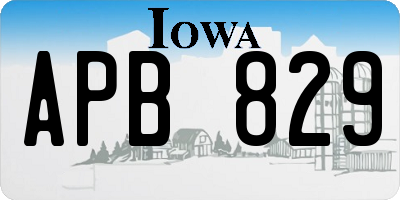 IA license plate APB829