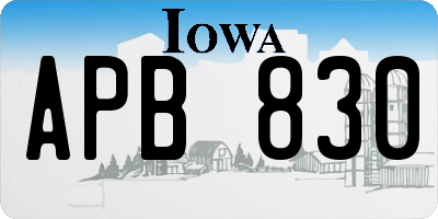 IA license plate APB830