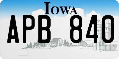 IA license plate APB840