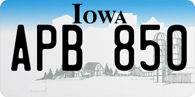 IA license plate APB850
