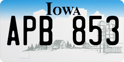 IA license plate APB853
