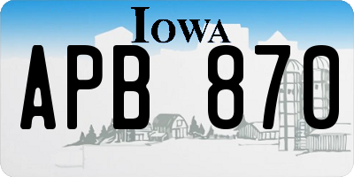 IA license plate APB870