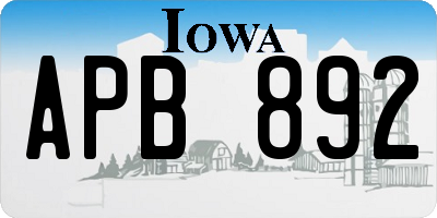 IA license plate APB892