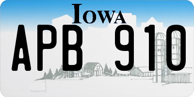 IA license plate APB910