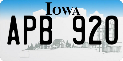 IA license plate APB920