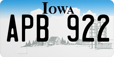IA license plate APB922