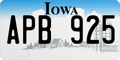 IA license plate APB925