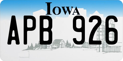 IA license plate APB926