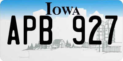 IA license plate APB927