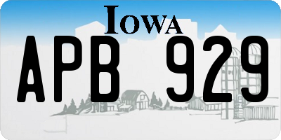 IA license plate APB929