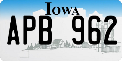 IA license plate APB962