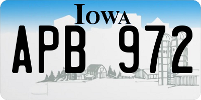 IA license plate APB972