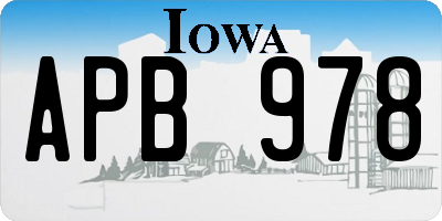 IA license plate APB978