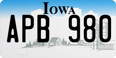IA license plate APB980