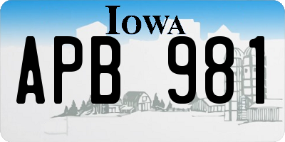 IA license plate APB981