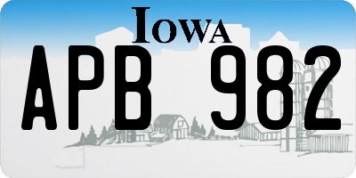 IA license plate APB982