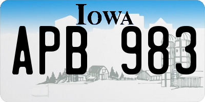IA license plate APB983
