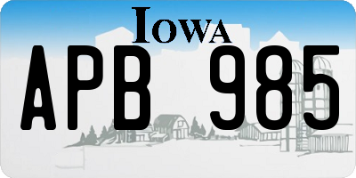 IA license plate APB985