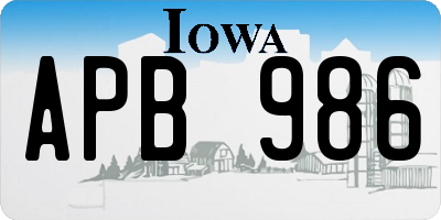 IA license plate APB986