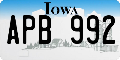 IA license plate APB992
