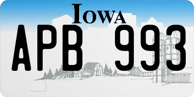 IA license plate APB993