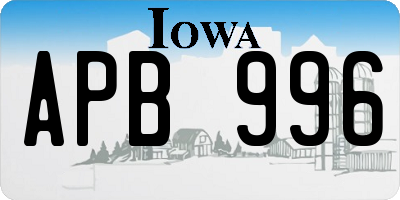 IA license plate APB996