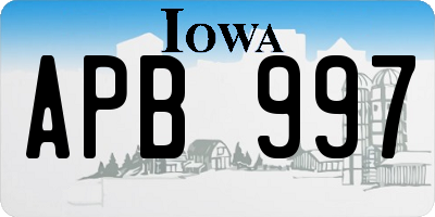 IA license plate APB997