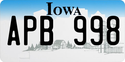 IA license plate APB998