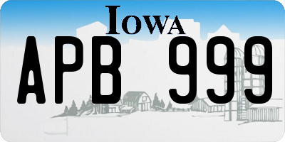 IA license plate APB999