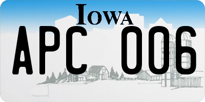 IA license plate APC006