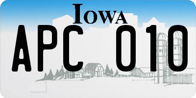 IA license plate APC010