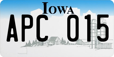 IA license plate APC015