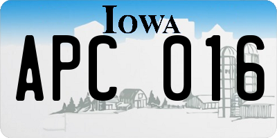IA license plate APC016