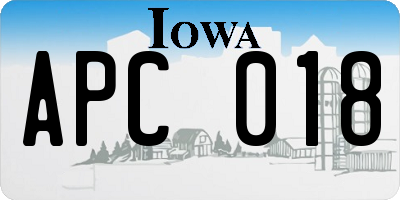 IA license plate APC018