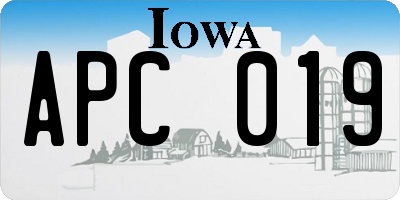 IA license plate APC019