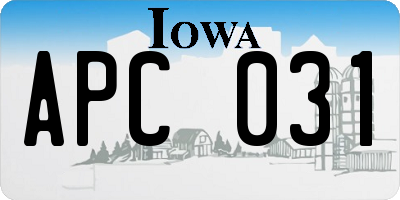 IA license plate APC031