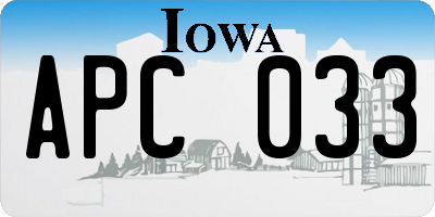 IA license plate APC033